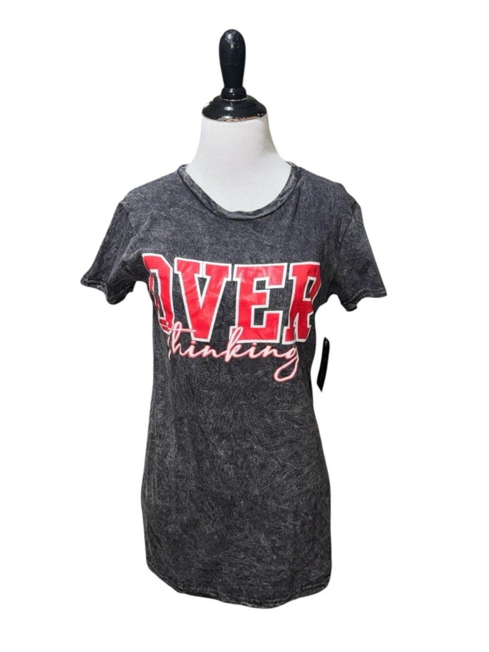 On Fire Women’s M Medium Fitted Crewneck T-Shirt NWT Overthinking Short Sleeves